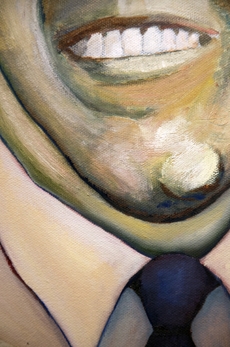 Best Seat In The House oil painting (GW Bush political satire), by Billy Reiter