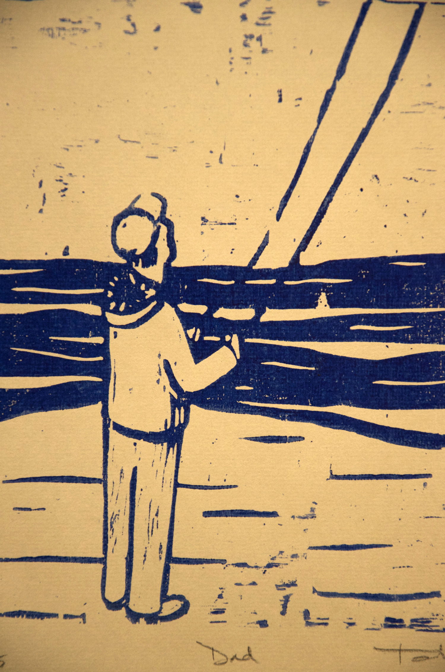 Dad woodcut print, by Tara Marolf