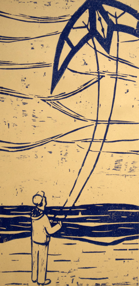 Dad woodcut print, by Tara Marolf