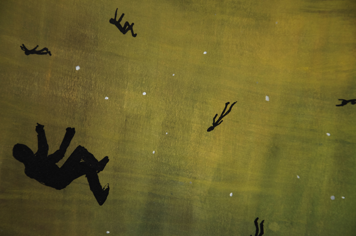 Evacuation #1 gouche and acrylic painting, by Billy Reiter
