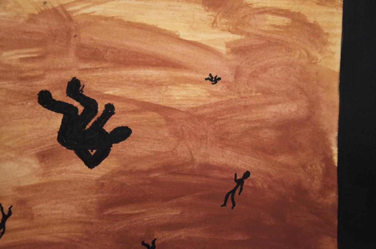 Evacuation #2 gouche and acrylic painting, by Billy Reiter