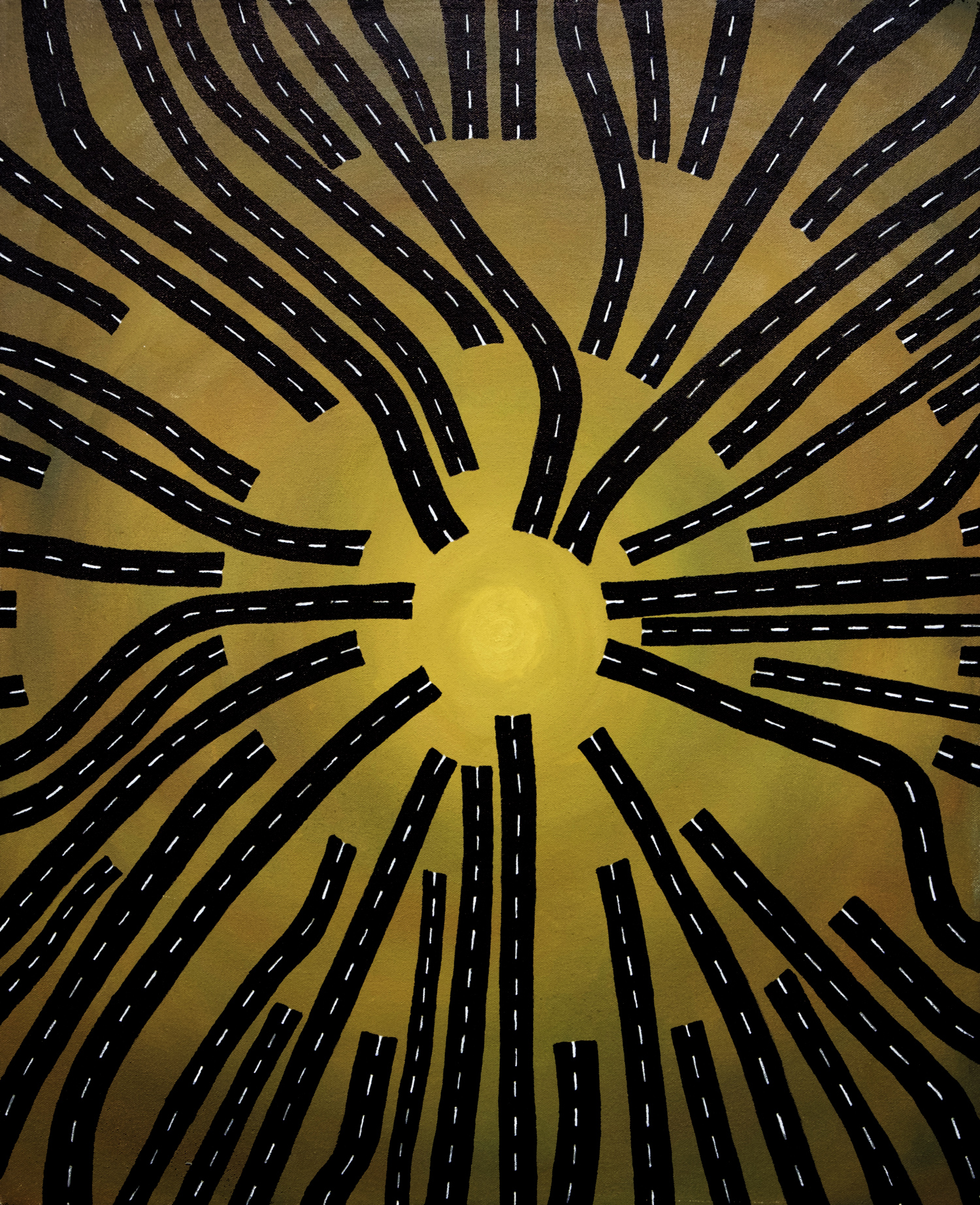 Every Road Leads Here #1 gouche and acrylic painting, by Billy Reiter
