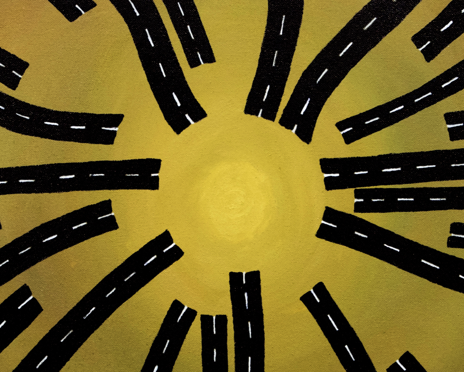 Every Road Leads Here #1 gouche and acrylic painting, by Billy Reiter