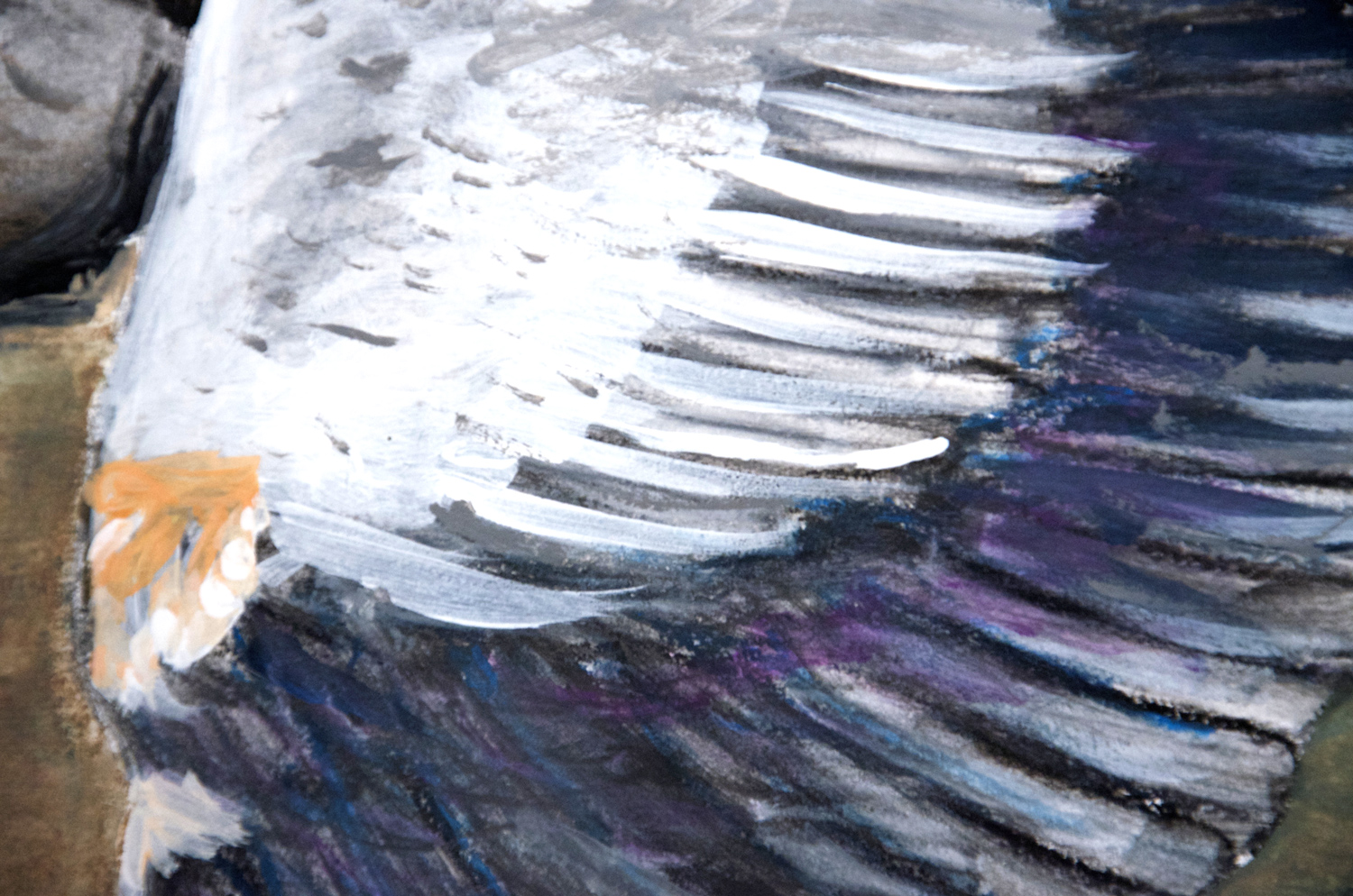 Great Blue Heron oil pastel and acrylic painting, by Billy Reiter