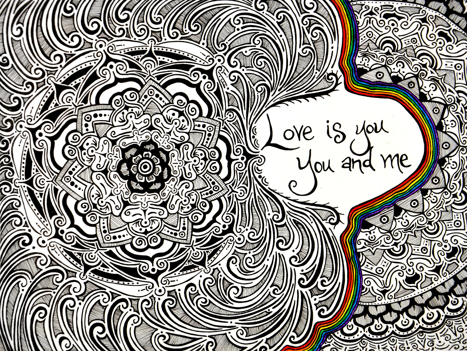 Love Is You flower drawing, by Tara Marolf