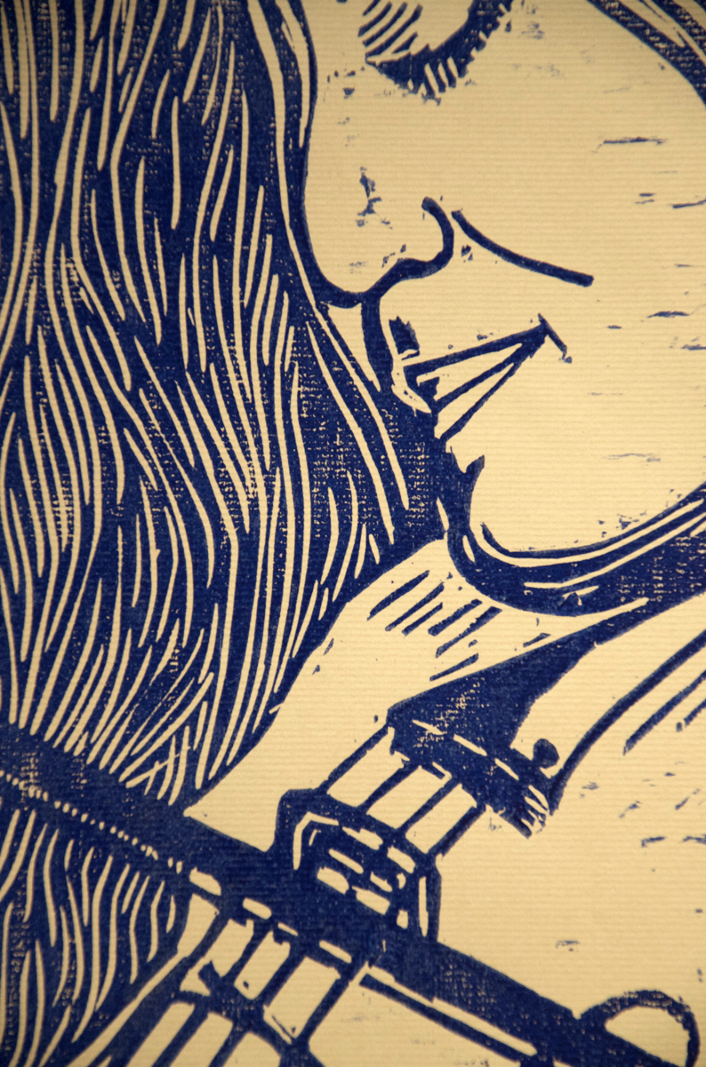 Me, woodcut print, by Tara Marolf