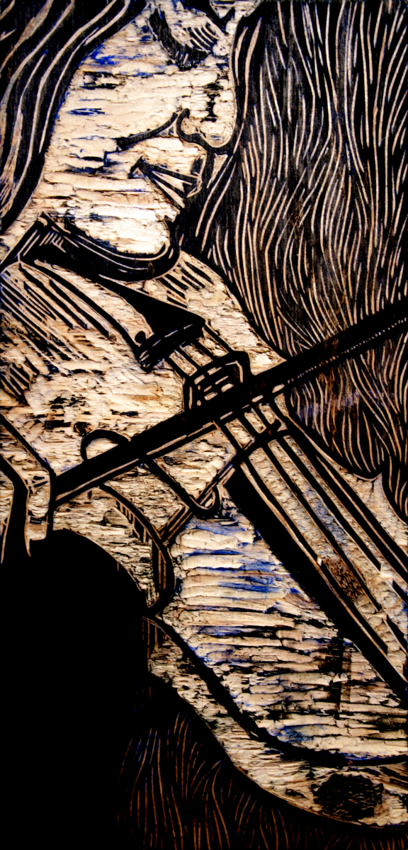 Me, woodcut print, by Tara Marolf