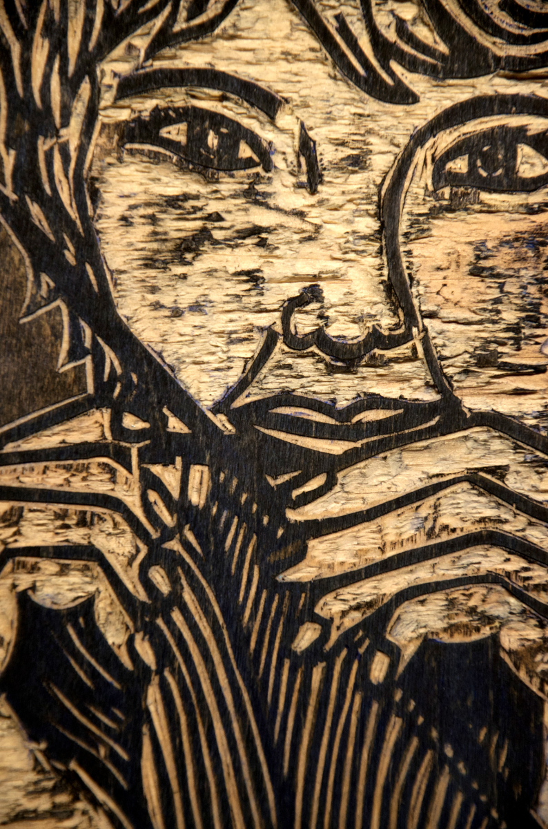 Sister woodcut print, by Tara Marolf
