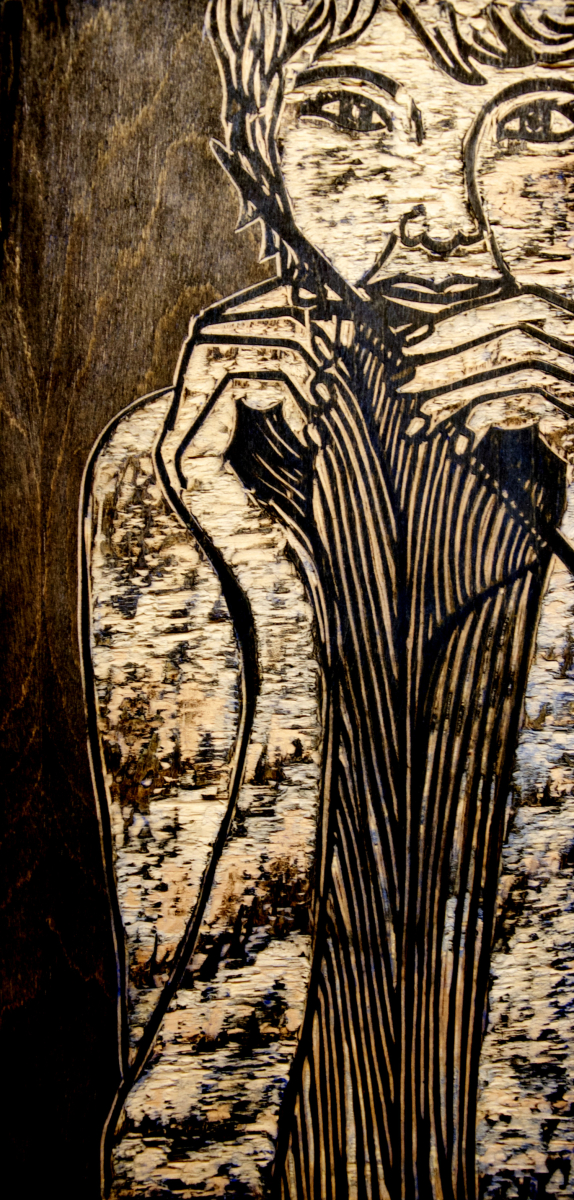 Sister woodcut print, by Tara Marolf