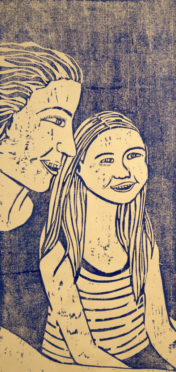 Mom woodcut print, by Tara Marolf