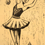 Ballerina, woodcut print, by Tara Marolf