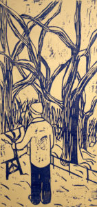 Billy, woodcut printed on paper, 12"x24", © 2002 Tara Marolf