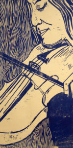 Me, woodcut printed on paper, 12"x24", © 2002 Tara Marolf