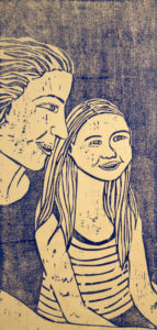 Mom, woodcut printed on paper, 12"x24", © 2002 Tara Marolf
