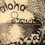 Aloha woodcut print, by Tara Marolf