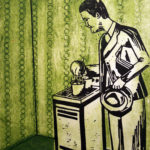 Dinner's Ready woodcut print, by Tara Marolf
