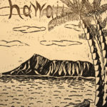 Hawaii woodcut print, by Tara Marolf