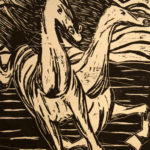 Horses woodcut print, by Tara Marolf