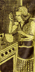 The Good Wife #2, woodcut printed on fabric, 24"x48", © 2003 Tara Marolf