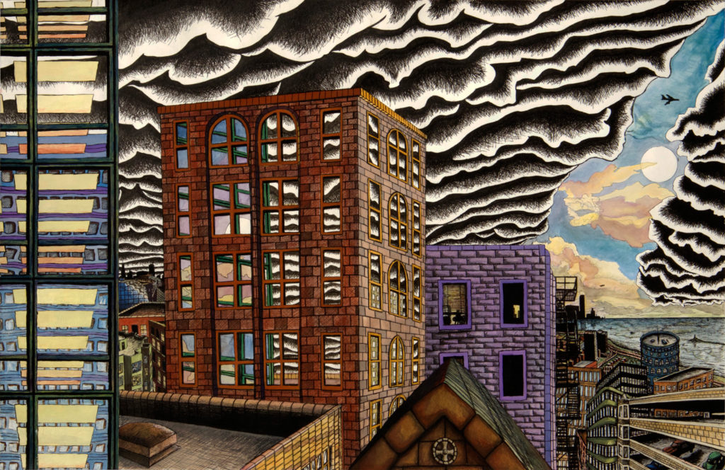 More Than One Sun, ink and gouche on paper, 40"x26", © 2002 Billy Reiter
