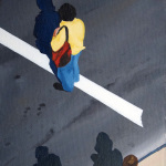 Sidewalk People #11 oil painting (Chicago), by Billy Reiter