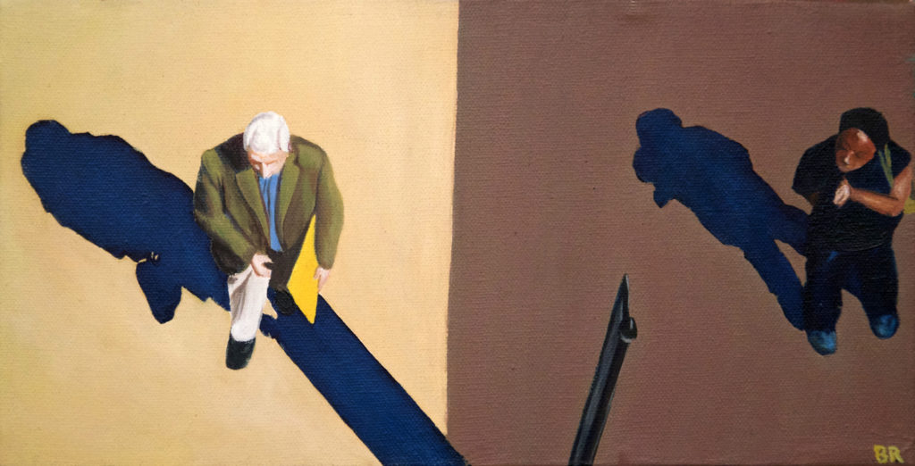 Sidewalk People #4, oil paint on canvas, © 2002 Billy Reiter