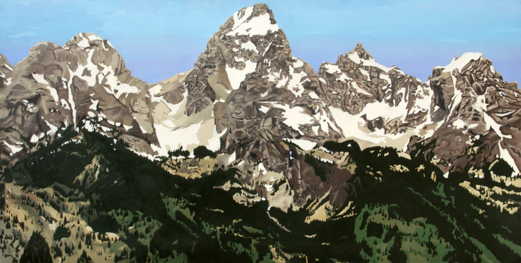Grand Tetons, oil paint on canvas, 96"x48", © 2006 Billy Reiter