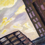 Yellow & Purple Sunset (Chicago) oil painting, by Billy Reiter