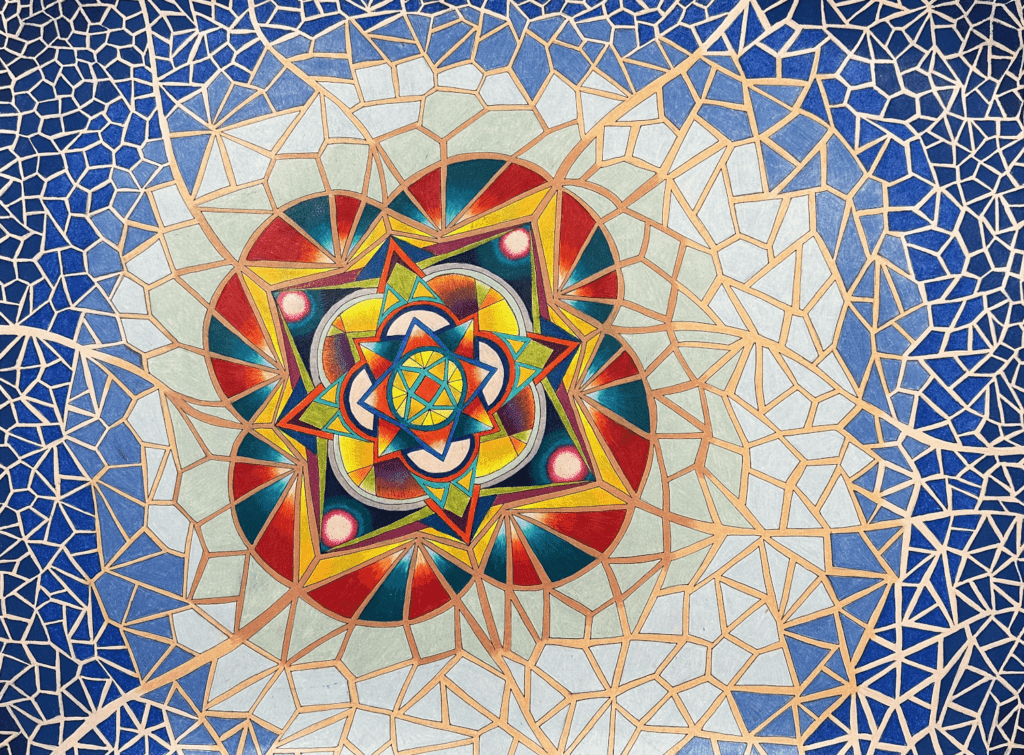 Flowers #14, pen and colored pencil on paper, 18"x24", © 2023 Tara Marolf