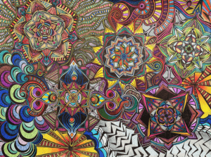 Flowers #12, by Tara Marolf, pen and colored pencil on paper, 18"x24", © 2023 Tara Marolf