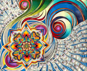 Flowers #13, pen and colored pencil on paper, 14"x17", © 2023 Tara Marolf