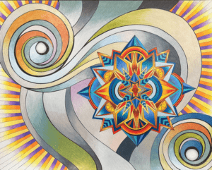 Flowers #15, Flowers #15, pen and colored pencil on paper, 14"x17", © 2023 Tara Marolf