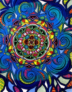Flowers #7, pen and colored pencil on paper, 8.5"x11", © 2020 Tara Marolf