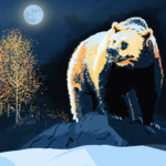 Grizzly bear with Aspen, digital painting, by Billy Reiter
