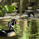 Wood Ducks on the Upper Miss, digital painting, by Billy Reiter