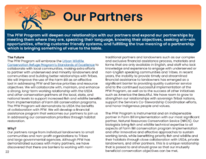 Growing Our Legacy Of Private Lands Conservation. Digital and print publication, 11″x8.5", created for the U.S. Fish and Wildlife Service, Partners for Fish and Wildlife Program’s 35th Anniversary Evaluation Summary, Design layout and artwork © 2023 Billy Reiter-Marolf