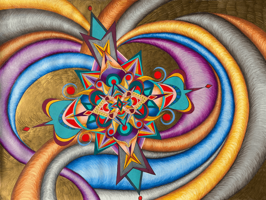 Flowers #16, pen and colored pencil on paper, 18"x24", © 2023 Tara Marolf