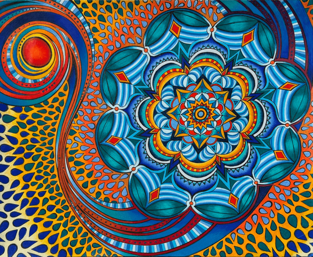 Flowers #22, pen and colored pencil on paper, 14"x17", © 2024 Tara Marolf